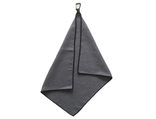 Waffle grey 380gsm clean swing golf towel with clip